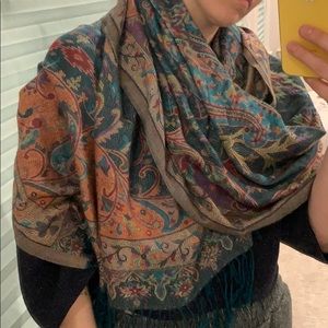 Blue green jewel toned soft pashmina